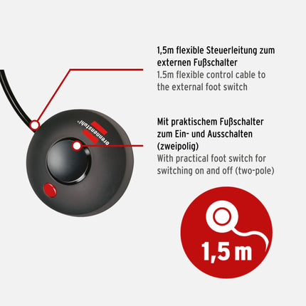 Brennenstuhl Eco-Line Comfort lüliti, 6-suunaline pikendusjuhe (kõrgendatud puutekaitsega pikendusjuhe, jalalüliti ja 2m kaabel) antratsiithall