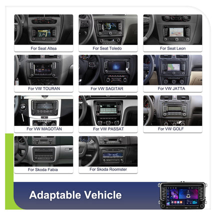 4+64GB Android Car Radio for VW Golf 5 Golf 6 Skoda Polo Passat Tiguan Touran Wireless Carplay Android Auto, 7" Screen Bluetooth Car Radio Navigation Rear View Camera WiFi FM RDS Radio SWC