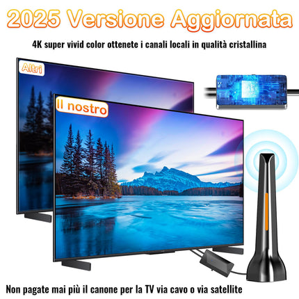 DVBT2 antenn sisemise võimendiga, digitaalne siseantenn telekanalite jaoks, varustatud tugeva magnetilise alusega ja pakub 360° vastuvõttu, toetab 4K/1080P - kõiki telereid DAB/UHF/VHF
