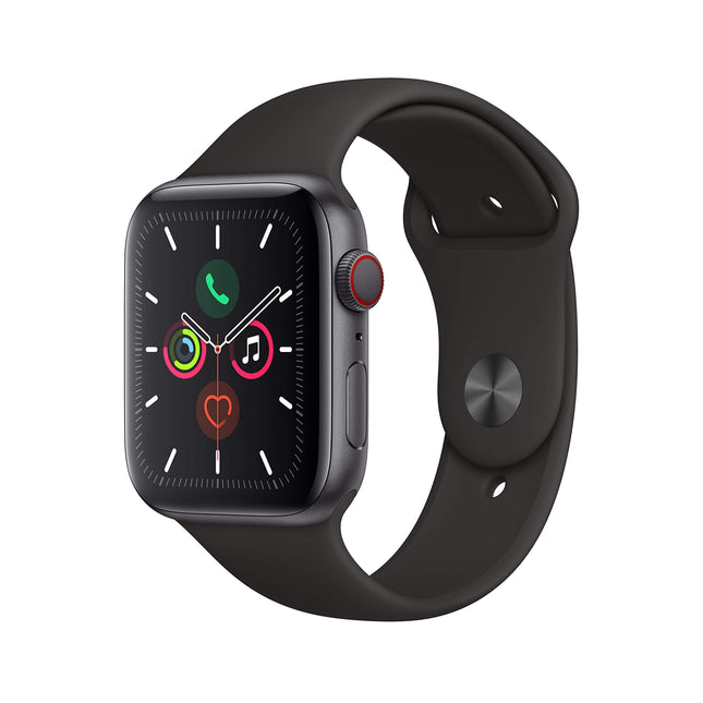Apple Watch Series 5 (GPS + Cellular, 44MM) Space Gray Aluminum Case with Black Sport Band (Refurbished)