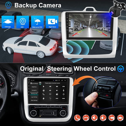 2+64G Android 13 autoraadio Carplay/Android Auto toega Ford Focus Mk2 2004-2011, 9-tollise ekraaniga autoraadio kahe DIN-iga, Bluetooth, navigatsioon, WiFi, Hi-Fi, FM/RDS, tahavaatekaamera, CANBUS