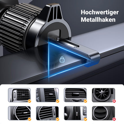 UGREEN autotelefoni hoidik 360° pööratav mobiiltelefoni hoidik autoventilatsiooniga, gravitatsioonisüsteemi ja metallist konksklambriga navigeerimiseks. Ühildub mudelitega 16, 15, 14, 13, 12Pro Max, Galaxy 23 Ultra jne.
