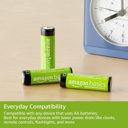 Amazon Basics AA NiMH laetavad akud, 2000 mAh, laeb kuni 1000 korda, eelnevalt laetud, 16 tk