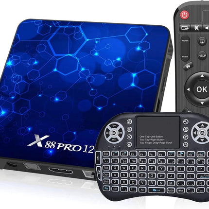 Android 12.0 teleriboks, 4 GB muutmälu, 64 GB ROM RK3318 neljatuumaline 64-bitine Cortex-A53 protsessor, Android Box 2.4G/5G WiFi6 Bluetooth 5.0-ga, meediapleier toetab 3D 4K UHD videoid miniklaviatuuriga