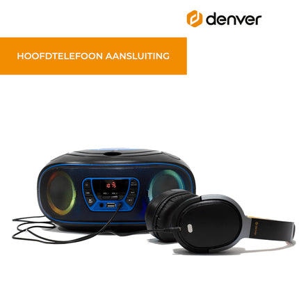 Denver Electronics TCL-212BT - CD Player (4 W, FM, External, Portable CD Player, Blue, 3.5 mm)