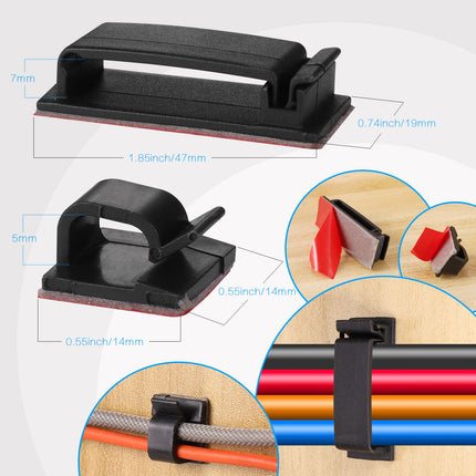 Zocipro 188-Piece Cable Management Kit, Cable Management for Desk, 4 Cable Sleeves with 52 Self-Adhesive Cable Clips, 10 Cable Ties, 20 Wall Cable Ties, 2 Rolls and 100 Quick Cable Ties