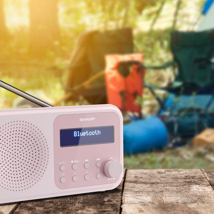 SHARP DR-P420 kaasaskantav digitaalraadio (DAB/DAB+/FM koos RDS, USB, Bluetooth 5.0, 3,5 mm pesaga äratuskella funktsioonidega), roosa