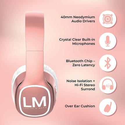 Juhtmevabad kõrvaklapid, Louise&amp;Mann Bluetooth kõrvaklapid, kokkupandav juhtmega ja juhtmevaba peakomplekt mikrofoniga, tohutu mänguaeg, pehmed kõrvapadjad ja kandekott mobiiltelefoni, arvuti ja teleri jaoks