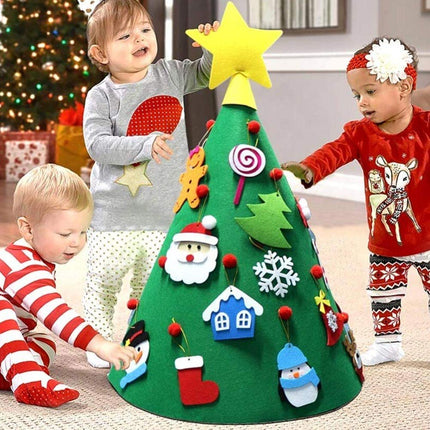 BAKAJI Christmas tree for children made of felt with 15 Christmas decorations + comet star Applicable size 70 x 50 cm Color green Decoration Christmas toy children's room