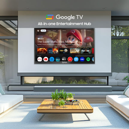 SYLVOX 43-tolline õue nutiteler, 4K UHD 2000 nitti HDR10, Google TV, IP55 veekindel, HBBTV, Wi-Fi, DVB-T2/S2/C ja PAL, õueteler aeda, terrassile ja ettevõtetele (Pool Pro 2.0)