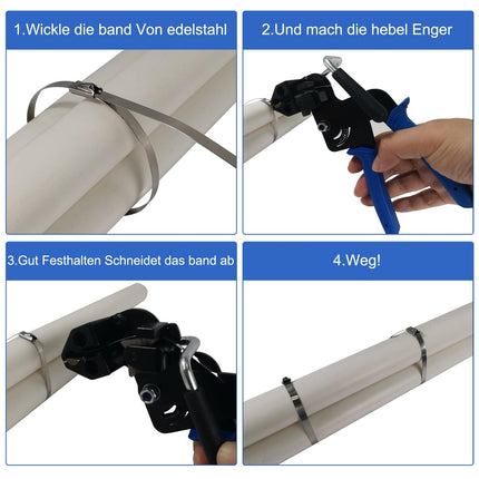 Stainless steel cable ties and metal tie gun, 100 pieces 4.6 x 300 mm metal cable tie tool, cable tie gun for stainless steel cable ties, cable tie gun for tightening cut cable ties