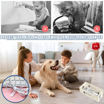 AUSYIWI valge kaablihalduskarp + 10 kaablisidet, kaanega kaablikorraldaja, kaablikarp kaablite peitmiseks, telerikaablite peitmiseks, arvutikaablite ja lahtiste juhtmete korraldamiseks