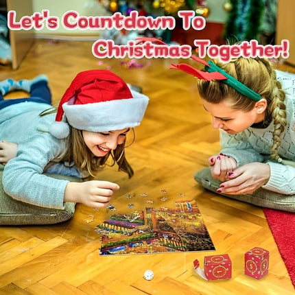 Dasfie advendikalender 2024 jõulupusle 24 kasti | Advendikalender 2024 lastele 1008-osaline pusle jõulukingiks poistele ja tüdrukutele (70 x 50 cm)