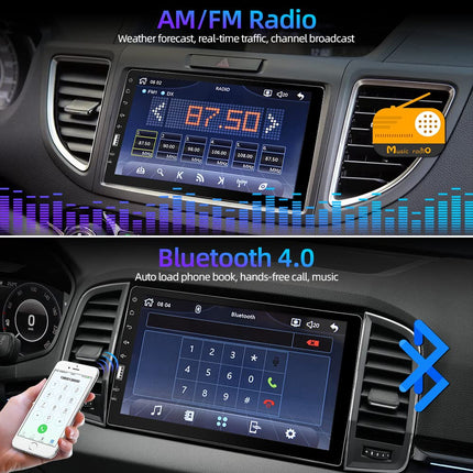 Podofo 1 DIN autoraadio Apple Carplay ja Android Autoga, 9-tolline ühe DIN autoraadio ekraaniga, Bluetoothi/FM-raadio/SWC/peegliühenduse/USB + tahavaatekaamera ja mikrofoniga