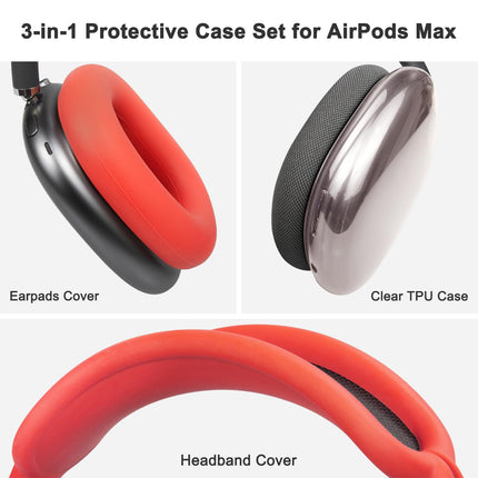 SOULWIT silikoonist kõrvapadjad, kaitsekatted + TPU kaitseümbris + peavõru kate Apple AirPods Max kõrvaklappidele, Apple AirPods Max tarvikud