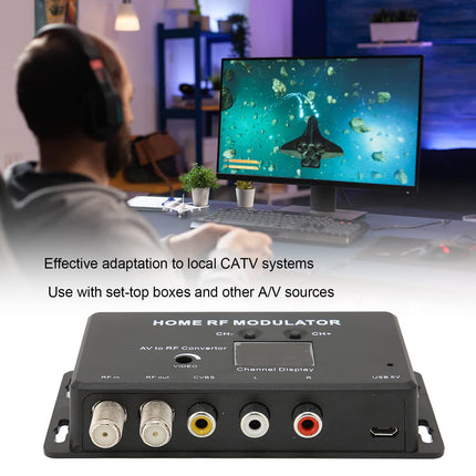 UHF-modulaator, TV-lingi modulaator, toetab PAL/NTSC-d, professionaalne AV-RF-muundur digiboksi ja A/V-allikate jaoks, laialdaselt ühilduv