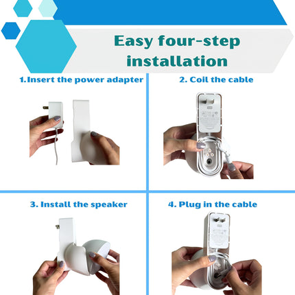 Sintron Speaker Wall Mount for Echo Pop, Space-Saving Mount, No Drilling Required, Integrated Cable Management, for Living Room &amp; Bedroom, Kitchen, Bathroom, Compatible with Google Nest (White)