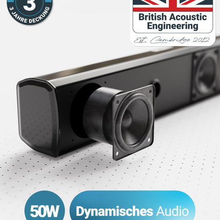 MAJORITY Bowfell heliriba telerile ja arvutile | 50W mini-heliriba Bluetooth 5.0-ga | 2.0 stereokõlarid | USB-taasesitus, AUX ja optiline sisend | Komplektis kaugjuhtimispult (must)