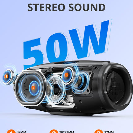 Tronsmart Mirtune S100 Bluetooth Speaker, IPX7 Waterproof, 5.3 Bluetooth, 20 Hours Long Battery Life Outdoor Party Speaker, Suitable for Beach, Outdoor, and Other Scenes (Black)