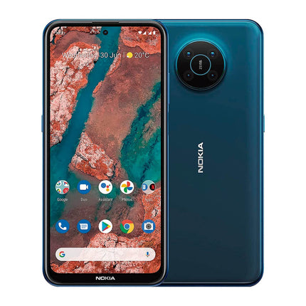 Nokia X20 5G nutitelefon, kahe SIM-kaardiga, 8 GB muutmälu, 128 GB ROM-mälu, 64 MP neljakaamera ZEISS-ilt, 6,67-tolline Full HD+ ekraan, turvaline Android 11 3-aastase tootjagarantii ja värskendustega, alumiiniumraam - Nordic Blue