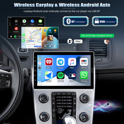 CAMECHO 1 DIN autoraadio juhtmevaba Apple Carplay ja Android Autoga, 10,1-tolline pööratav puutetundlik ekraan, FM/AM/RDS, Bluetooth EQ, Mirror Link, roolilt juhtimine, YouTube + IPS-ekraan