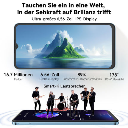 OSCAL Flat 2C Mobile Phone Without Contract Android 14, 6GB+64GB/2TB TF, Octa-Core 6.56" HD+, 5000mAh Battery, 13MP+8MP Camera, 4G Dual SIM Smartphone Without Contract Cheap Simlock-Free Mobile Phones, GPS/2-Year Warranty