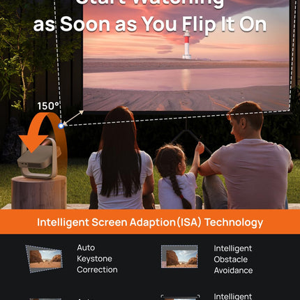 XGIMI Elfin Flip, 1080P kaasaskantav projektor, DLP projektor, litsentseeritud Netflix, integreeritud reguleeritav alus, 400 ISO luumenit, ekraani reguleerimine, 2 x 3W integreeritud kõlarit