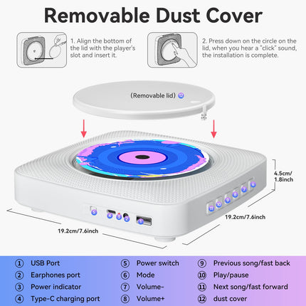 CD-mängija lastele: Kegaudio raadio CD-mängijaga, kaasaskantav CD-mängija, Bluetooth, kaasaskantav CD-mängija kõlariga, esipaneeliga, kaugjuhtimispuldiga, taimeriga, USB-taasesitus, AUX-taasesitus