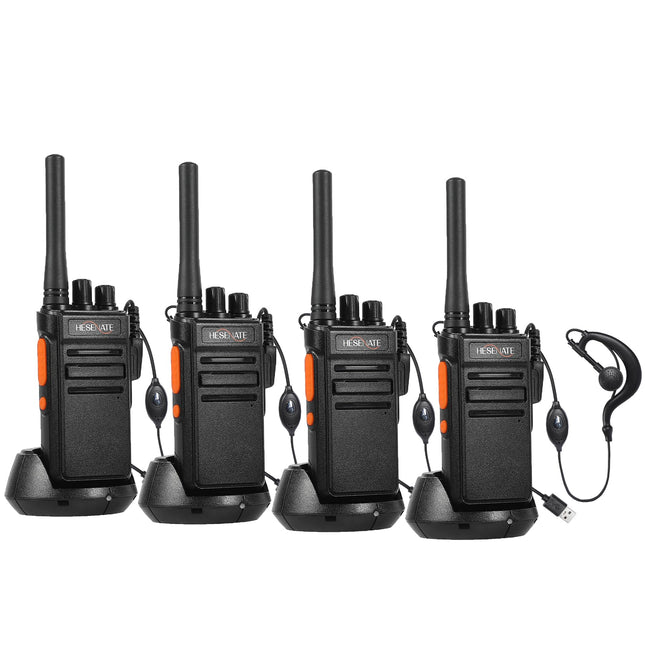HESENATE HT66 Walkie Talkie, litsentsivaba PMR446 raadio, pikamaa Woki Toki pihuraadio 16 kanaliga raadiokomplekt, professionaalne Walkie Talkie skaneerimise VOX kõrvaklappidega (must, 4 tk komplekt)