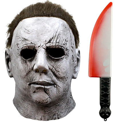 SHOWHEEL Halloween Kills Mask, Latex Horror Killer Masks Scary Cosplay, with Bloody Knife, Full Head Halloween Face Masks, Horror Face, Horror Cosplay Mask for Halloween/Carnival/Theme/Party