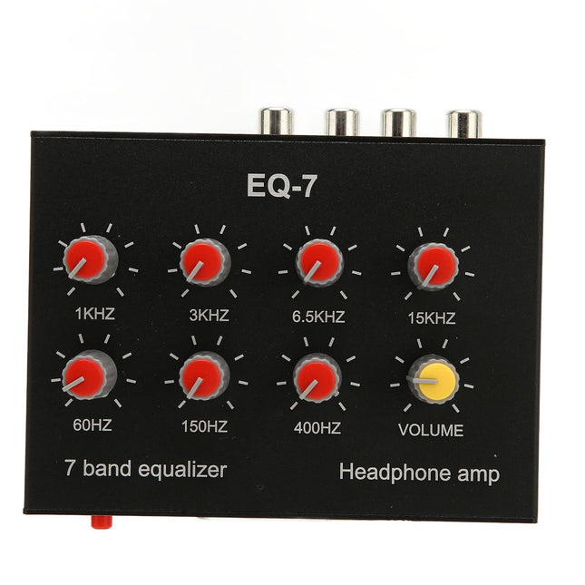 7 Band Sound Equalizer, Dual Channel, with 12 DB High Bass Adjustment, Input Output, Aluminum Alloy, 3.5 mm Interface, Compatible with Headphones for Car