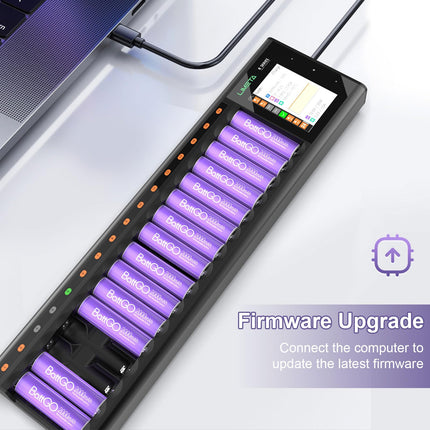 LIMETA 16 pesaga nutikas akulaadija AA AAA universaalne USB C-tüüpi akulaadija LCD-ekraaniga laetav kiirlaadija laetavad akud Li-Ion LiHv NI-MH NI-Cd