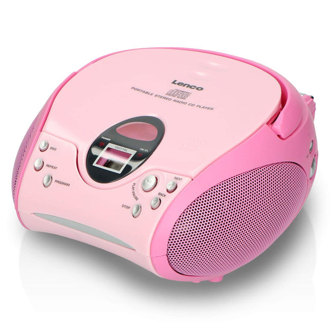 Lenco SCD-24 Stereo FM Radio with CD Player and Telescopic Antenna Pink