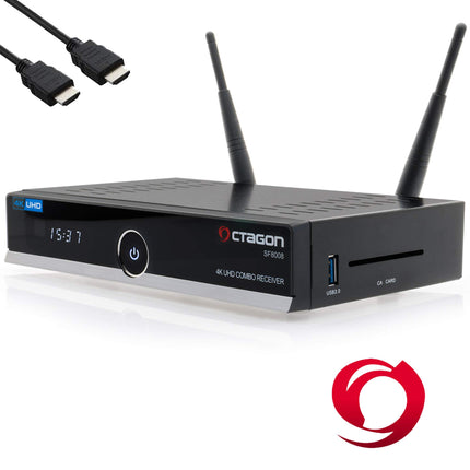 OCTAGON SF8008 4K UHD HDR kombineeritud vastuvõtja 1x DVB-S2X ja 1x DVB-C/DVB-T2 - satelliit-, kaabel-/maapealne signaal, E2 Linux Smart TV, meediaserver, salvestusfunktsioon, EasyMouse HDMI, kahekordne