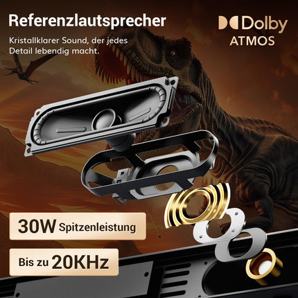 TONOR 2.1 teleri heliriba Dolby Atmosega, 5.3 Bluetooth-heliriba subwooferiga telerile, 3 ekvalaiseri režiimi/BASSMX/ruumilise heli kõlarid telerile/arvutile, kodukino helisüsteem, HDMI ARC/optiline/AUX/USB