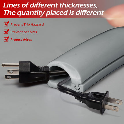 Inscrip Mini Self-Adhesive Cable Duct, Flexible Semi-Circular Cable Duct, Cable Bridge Floor for Cable Protection, for Home Office, Universal Floor Outdoor Indoor Cable Ducts, 7mm Height (Gray, 4m)