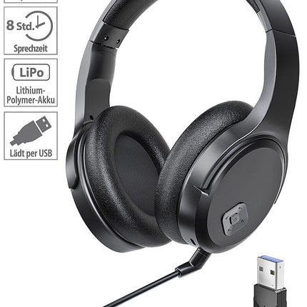 auvisio wireless headphones: Digital wireless headset with detachable microphone, 8-hour battery life, USB (gaming headset, stereo headset, wireless microphone)