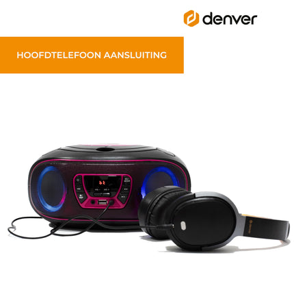 Denver Electronics TCL-212BT CD Radio FM AUX, CD, USB, Bluetooth Mood Light Pink, 111141300011