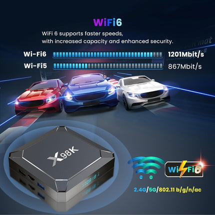 Android Box 13.0, Android TV Box 4GB RAM 32GB ROM RK3528 neljatuumaline Arm Cortex-A53 protsessor toetab WiFi6 BT5.0 10/100M LAN-i, võrku, 2.4G/5G HD 8k teleriboks Androidile