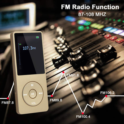 COVVY 8GB Portable MP3 Music Player, Supports up to 64GB SD Card, Lossless Sound HiFi MP3 Player, Music/Video/Voice Recording/FM Radio/E-Book Reader/Photo Viewer (8G, Gold)