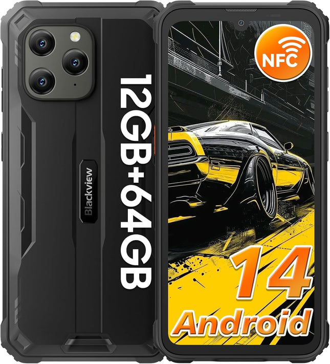 Blackview BV5300Pro õuetelefon Android 14, 12 GB + 64 GB / 1 TB õuetelefon ilma lepinguta 6580 mAh, 6,1-tolline ekraan, 13 MP + 8 MP, ehitusplatsi telefon veekindel 4G kahe SIM-kaardiga, NFC/GPS/IP69K/2-aastane garantii
