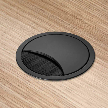 Eisnhauer cable box made of stainless steel, black lacquered, 80 mm, suitable for multiple cables, brush seal and removable cover, height approx. 21 mm