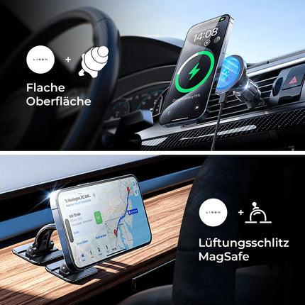 LISEN Magsafe'i autokinnitusele 15W autotelefonihoidik laadimisfunktsiooniga mobiiltelefonihoidik autole Magsafe'i laadija autotelefonihoidik magnetiga juhtmevaba laadija autotarvikud iPhone 16/15/14/13/12 jaoks