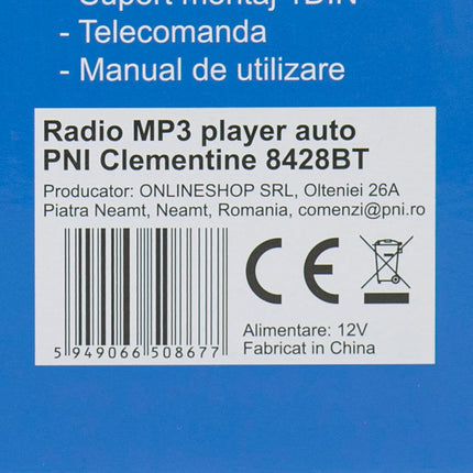 Bluetooth-autoraadio, digitaalne meediapleier PNI-8428BT, 4 x 45 W autoaudio FM-raadio, auto MP3-mängija USB/SD/AUX käed-vabad funktsioon juhtmevaba kaugjuhtimispuldiga must