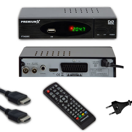 Premium X kaabelvastuvõtja DVB-C FTA 530C digitaalne FullHD teler, automaatne installimine, USB-meediapleier, SCART HDMI, kaabeltelevisioon igale kaabeloperaatorile.