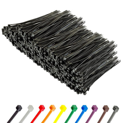 Gocableties cable ties 1000 pieces black, 150 mm x 3.6 mm with 18.2 kg tensile strength, small size, thin, UV resistant set