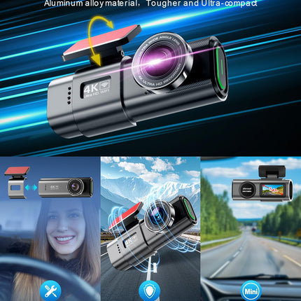 4K WiFi Dashcam Car Front, App Control Car Dashcam with 64G SD Card and Detachable Mount, 1.47" IPS Screen, 170° Super Wide Angle, Night Vision, WDR, G-Sensor, Loop Recording, 24H Parking Monitoring