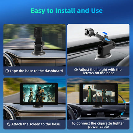 Wireless Carplay Display with Apple Carplay &amp; Android Auto, 7 inch Portable Car Radio with Screen, Car Navigation Devices with Rear View Camera, Bluetooth, Mirror Link, Voice Control, FM, AUX