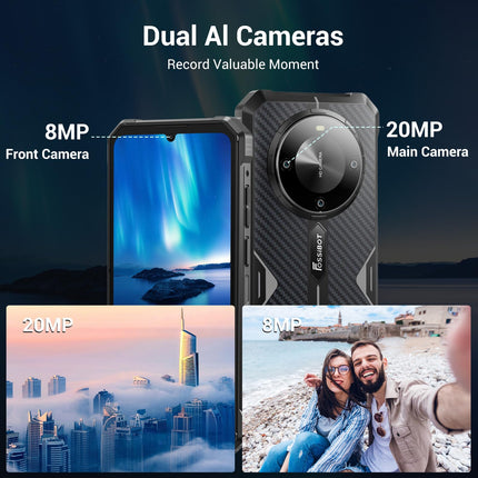 FOSSiBOT F105 Android 14 Mobile Phone, 10300mAh Battery Outdoor Mobile Phone Without Contract, 12(4+8) GB + 64GB/128GB, 6,745 Inch Display Outdoor Mobile Phone Without Contract, 20MP + 8MP, 4G Dual SIM GPS/OTG/IP68