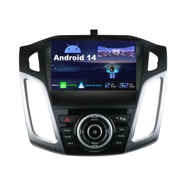 SXAUTO Android 13 IPS 9 inch Car Radio for Ford Focus (2012-2017) - Built-in CarPlay/Android Auto/DSP - FREE Rear View Camera - 2G+32G - Steering Wheel Control DAB Fast Boot WiFi Google - 2 Din